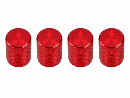 Set 4 Capacele Ventil Auto din Aluminiu cu Sigla Mitsubishi (Emblema Rosie) - Rosu