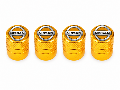 Set 4 Capacele Ventil Auto din Aluminiu cu Sigla Nissan - Gold