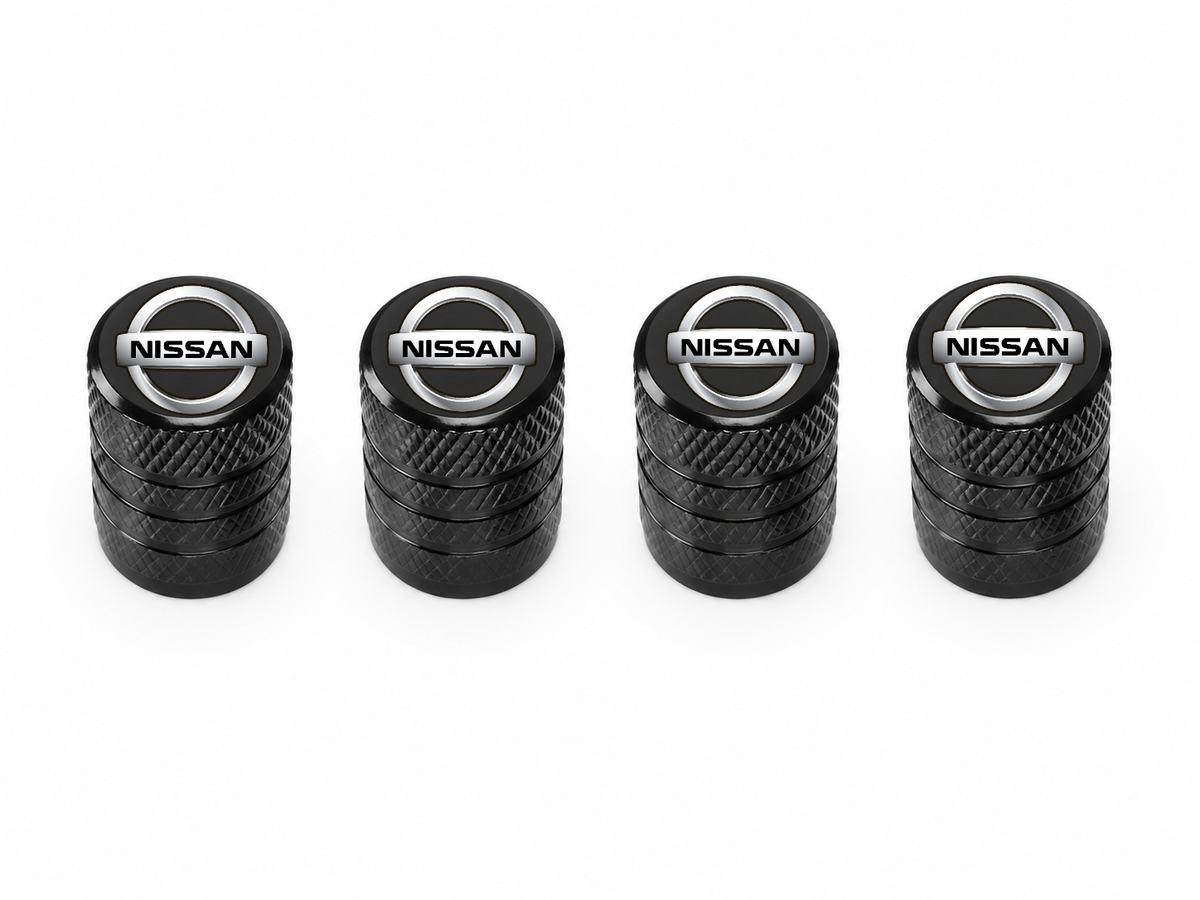 Set 4 Capacele Ventil Auto din Aluminiu cu Sigla Nissan - Negru