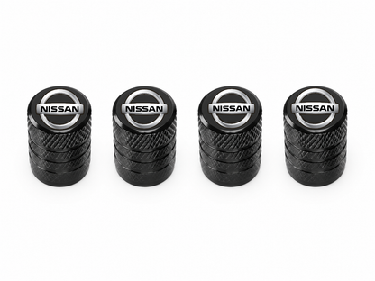 Set 4 Capacele Ventil Auto din Aluminiu cu Sigla Nissan - Negru