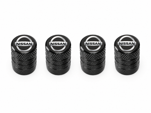 Set 4 Capacele Ventil Auto din Aluminiu cu Sigla Nissan - Negru