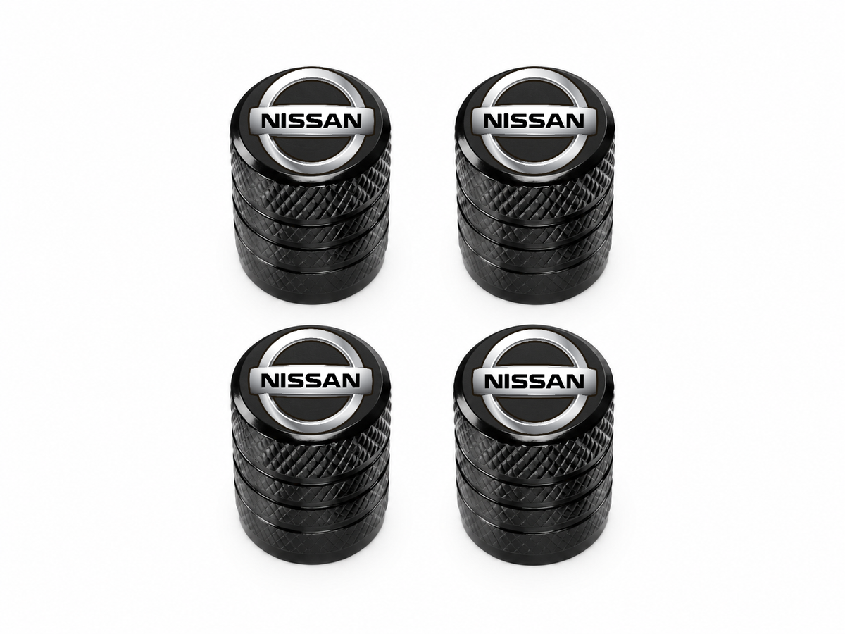 Set 4 Capacele Ventil Auto din Aluminiu cu Sigla Nissan - Negru