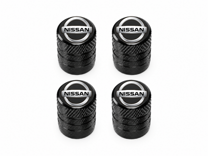 Set 4 Capacele Ventil Auto din Aluminiu cu Sigla Nissan - Negru