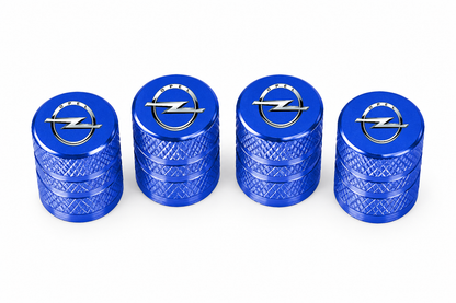 Set 4 Capacele Ventil Auto din Aluminiu cu Sigla Opel - Albastru