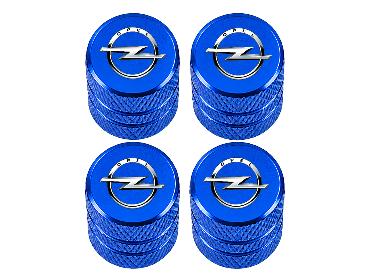 Set 4 Capacele Ventil Auto din Aluminiu cu Sigla Opel - Albastru