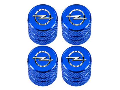 Set 4 Capacele Ventil Auto din Aluminiu cu Sigla Opel - Albastru