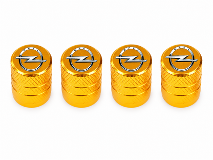 Set 4 Capacele Ventil Auto din Aluminiu cu Sigla Opel - Gold