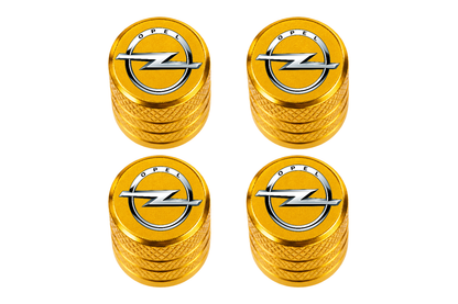 Set 4 Capacele Ventil Auto din Aluminiu cu Sigla Opel - Gold