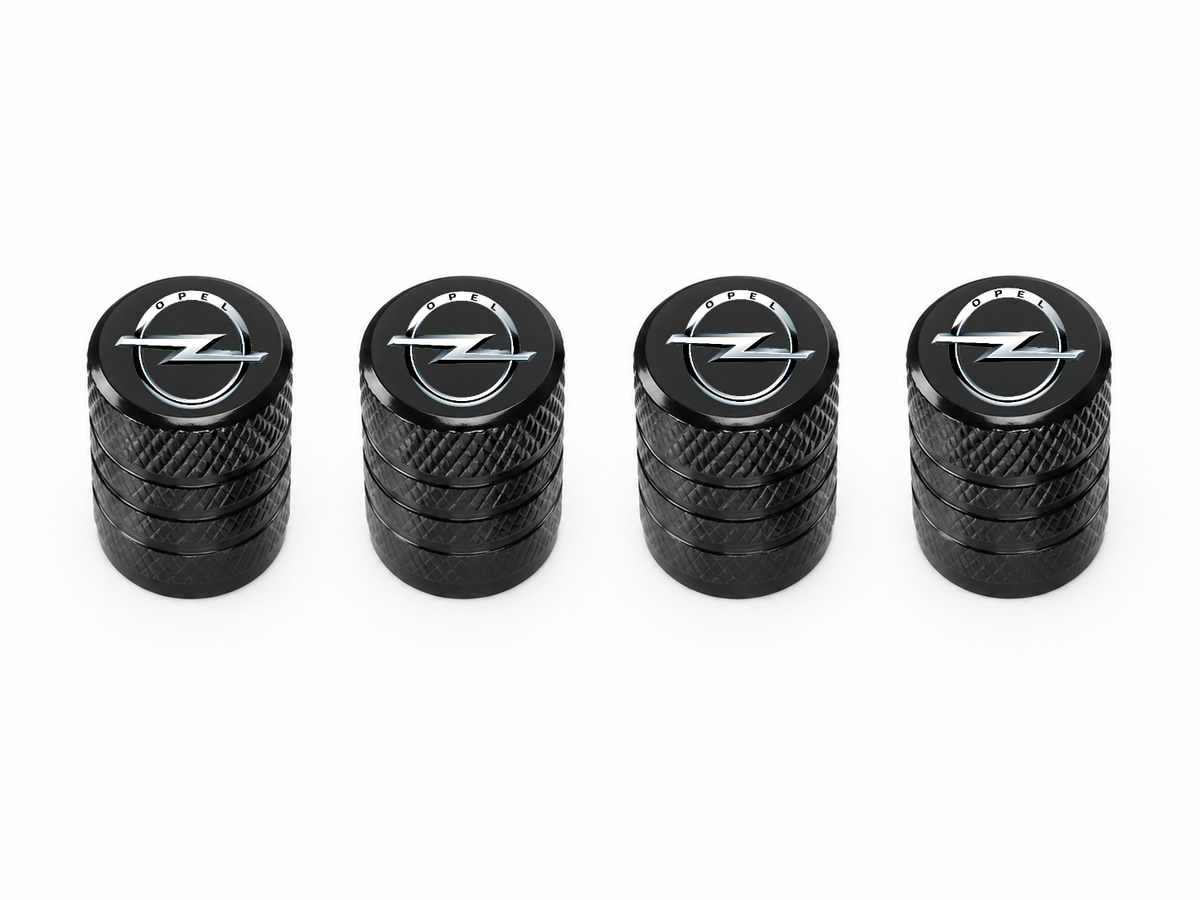 Set 4 Capacele Ventil Auto din Aluminiu cu Sigla Opel - Negru