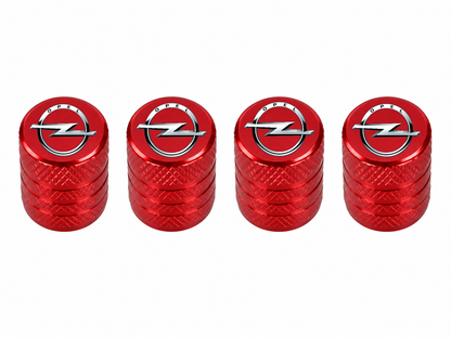 Set 4 Capacele Ventil Auto din Aluminiu cu Sigla Opel - Rosu