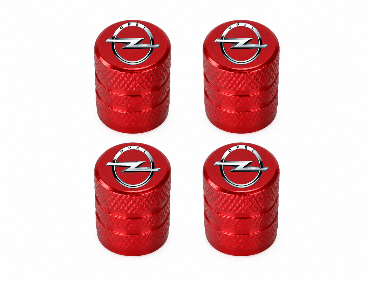 Set 4 Capacele Ventil Auto din Aluminiu cu Sigla Opel - Rosu
