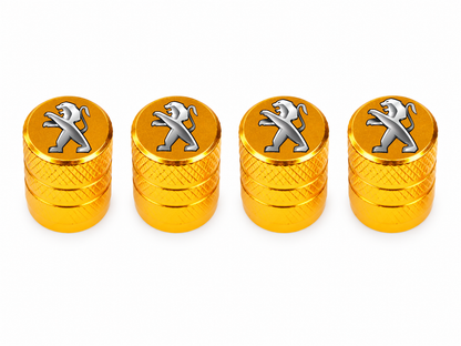 Set 4 Capacele Ventil Auto din Aluminiu cu Sigla Peugeot - Gold