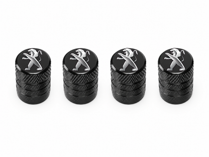 Set 4 Capacele Ventil Auto din Aluminiu cu Sigla Peugeot - Negru