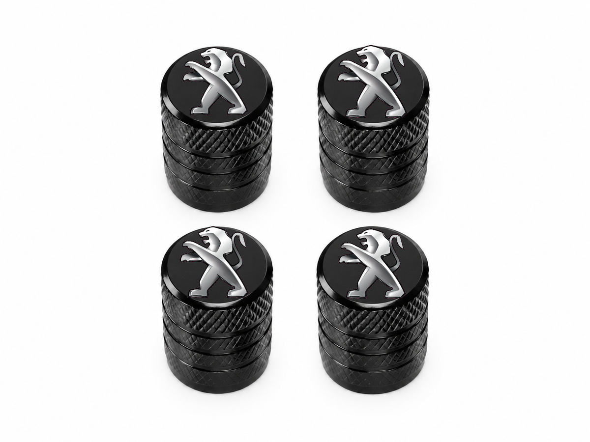 Set 4 Capacele Ventil Auto din Aluminiu cu Sigla Peugeot - Negru