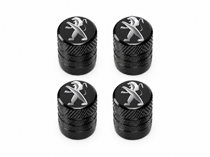 Set 4 Capacele Ventil Auto din Aluminiu cu Sigla Peugeot - Negru