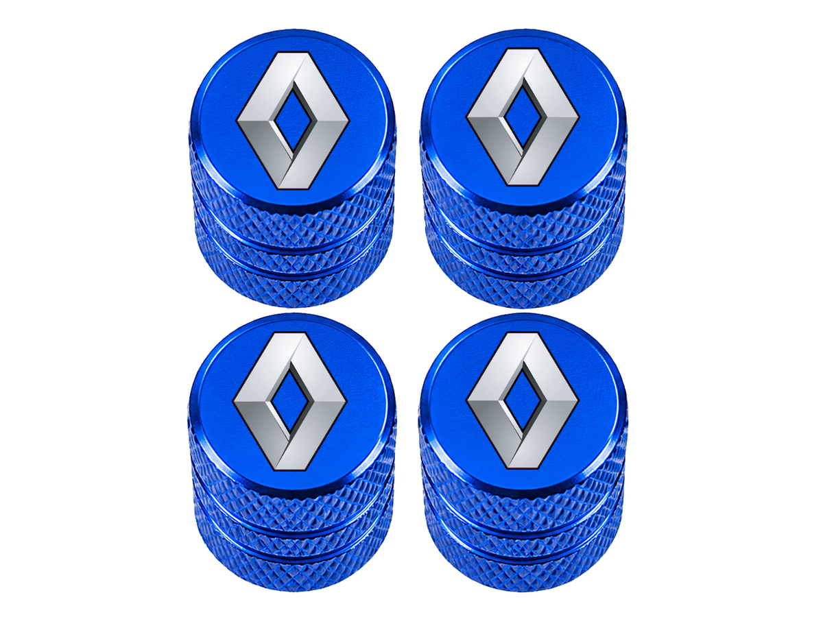 Set 4 Capacele Ventil Auto din Aluminiu cu Sigla Renault - Albastru