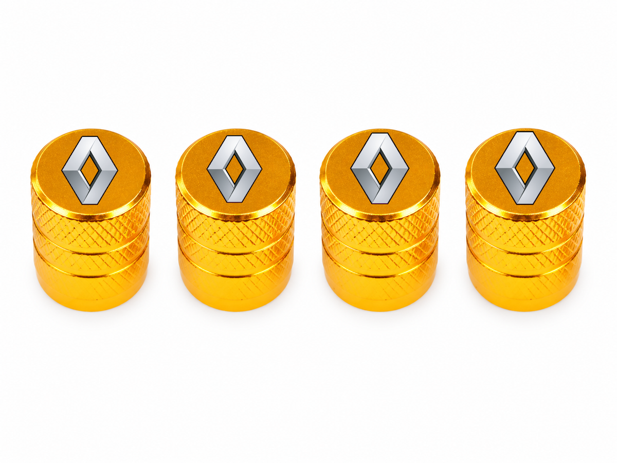 Set 4 Capacele Ventil Auto din Aluminiu cu Sigla Renault - Gold