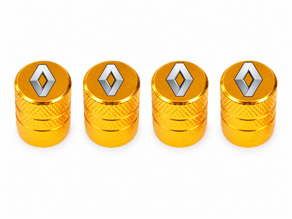 Set 4 Capacele Ventil Auto din Aluminiu cu Sigla Renault - Gold