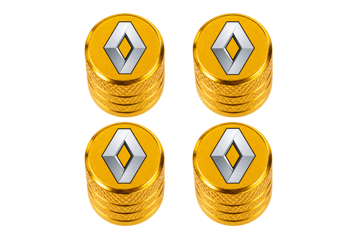 Set 4 Capacele Ventil Auto din Aluminiu cu Sigla Renault - Gold