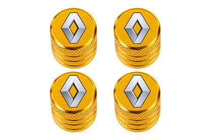 Set 4 Capacele Ventil Auto din Aluminiu cu Sigla Renault - Gold