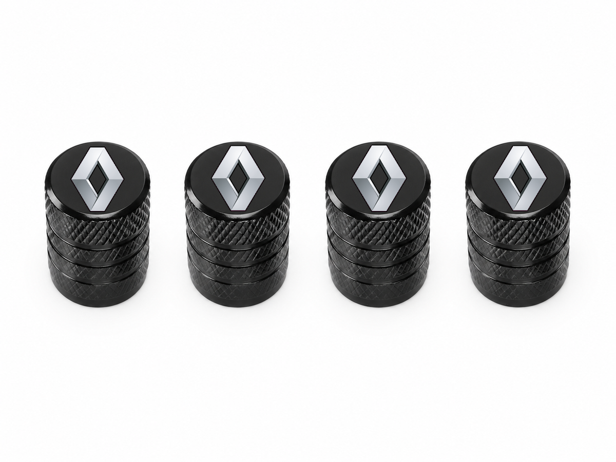 Set 4 Capacele Ventil Auto din Aluminiu cu Sigla Renault - Negru