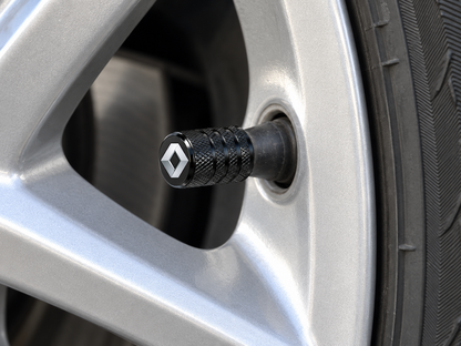 Set 4 Capacele Ventil Auto din Aluminiu cu Sigla Renault - Negru