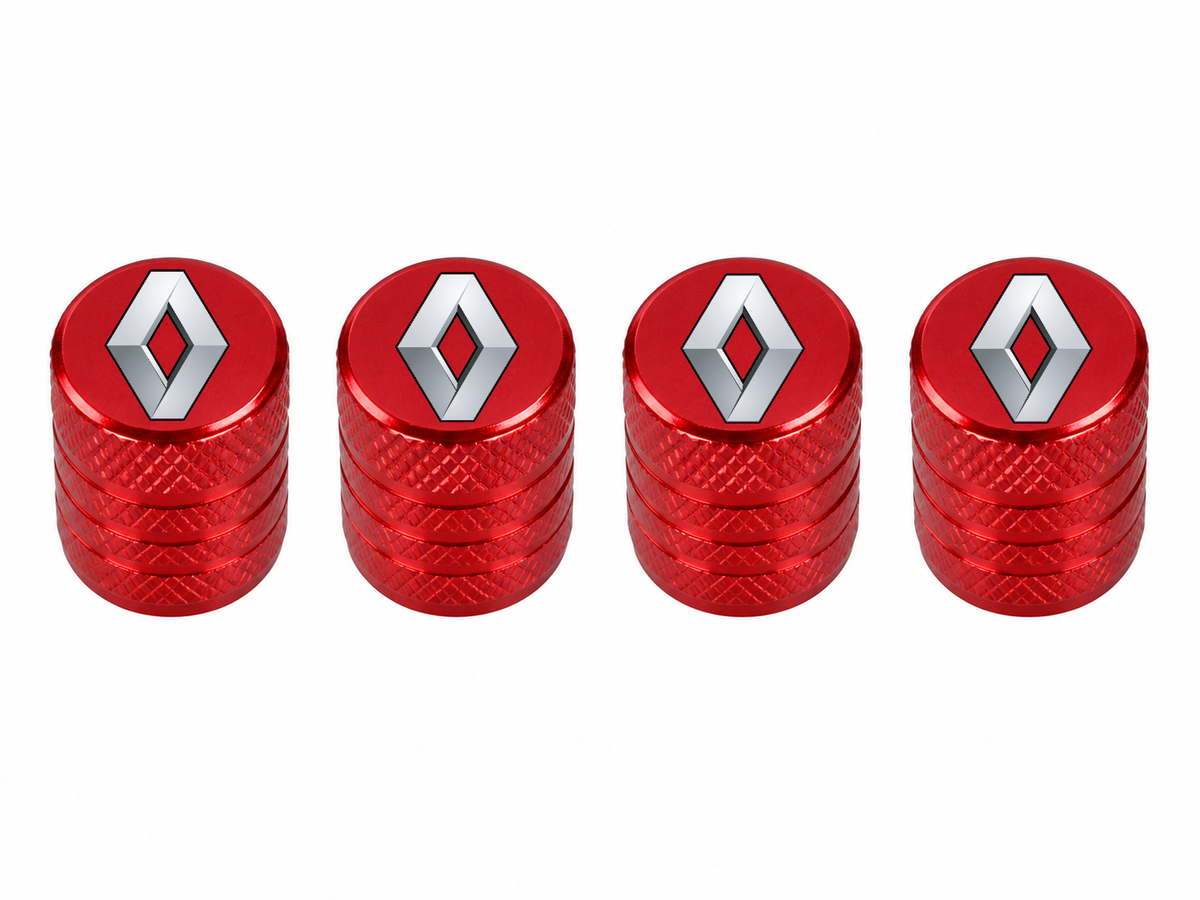 Set 4 Capacele Ventil Auto din Aluminiu cu Sigla Renault - Rosu