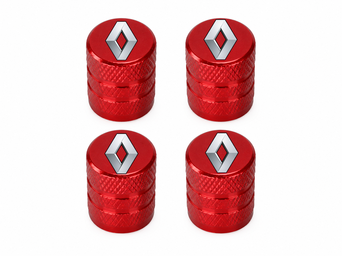 Set 4 Capacele Ventil Auto din Aluminiu cu Sigla Renault - Rosu