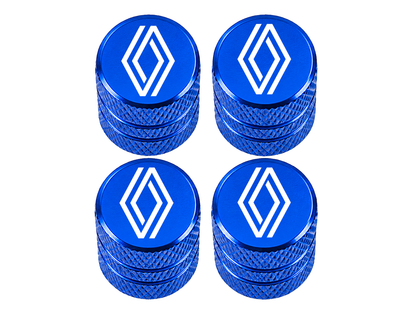 Set 4 Capacele Ventil Auto din Aluminiu cu Sigla Renault (Sigla Noua) - Albastru