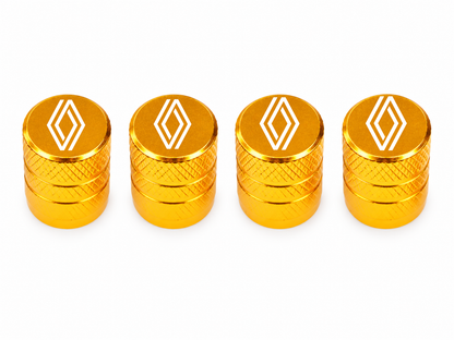 Set 4 Capacele Ventil Auto din Aluminiu cu Sigla Renault (Sigla Noua) - Gold