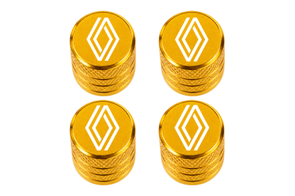 Set 4 Capacele Ventil Auto din Aluminiu cu Sigla Renault (Sigla Noua) - Gold