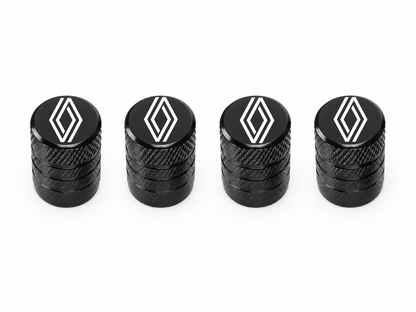 Set 4 Capacele Ventil Auto din Aluminiu cu Sigla Renault (Sigla Noua) - Negru
