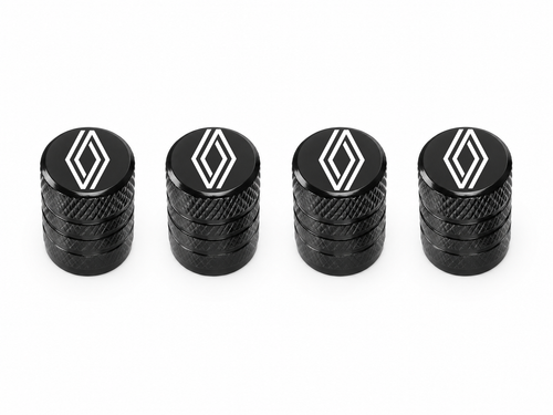 Set 4 Capacele Ventil Auto din Aluminiu cu Sigla Renault (Sigla Noua) - Negru