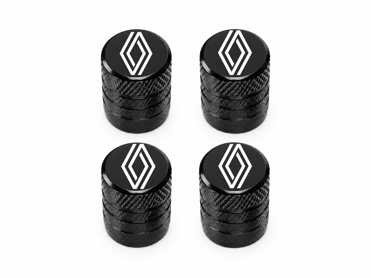 Set 4 Capacele Ventil Auto din Aluminiu cu Sigla Renault (Sigla Noua) - Negru