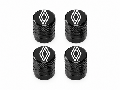 Set 4 Capacele Ventil Auto din Aluminiu cu Sigla Renault (Sigla Noua) - Negru