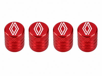 Set 4 Capacele Ventil Auto din Aluminiu cu Sigla Renault (Sigla Noua) - Rosu