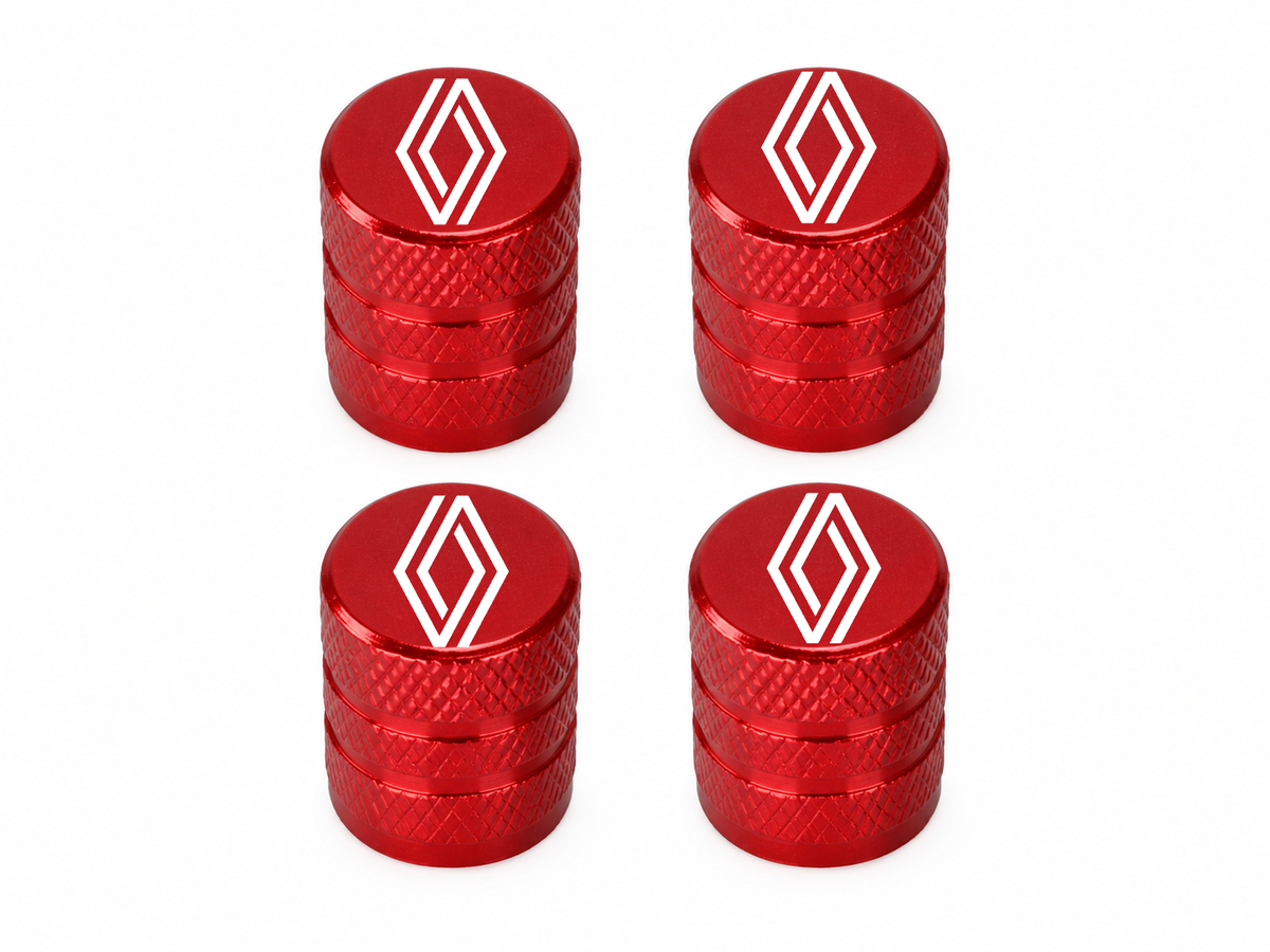 Set 4 Capacele Ventil Auto din Aluminiu cu Sigla Renault (Sigla Noua) - Rosu