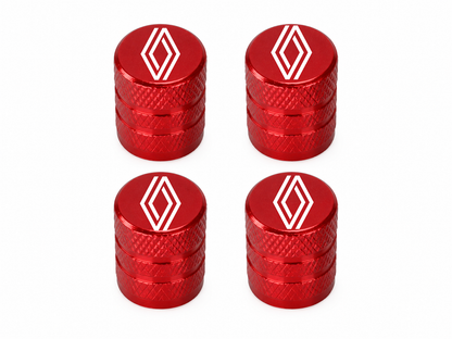 Set 4 Capacele Ventil Auto din Aluminiu cu Sigla Renault (Sigla Noua) - Rosu