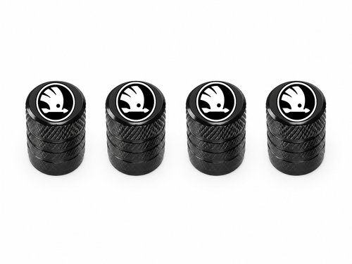 Set 4 Capacele Ventil Auto din Aluminiu cu Sigla Skoda (Sigla Noua) - Negru