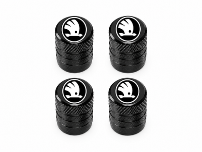 Set 4 Capacele Ventil Auto din Aluminiu cu Sigla Skoda (Sigla Noua) - Negru