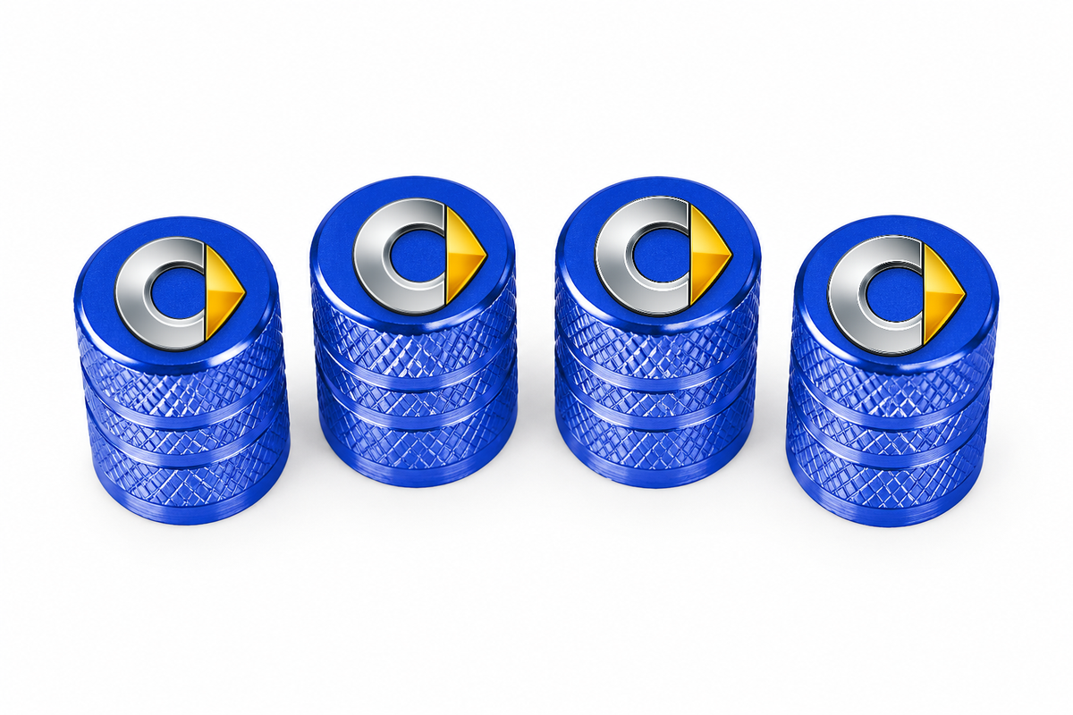 Set 4 Capacele Ventil Auto din Aluminiu cu Sigla Smart - Albastru