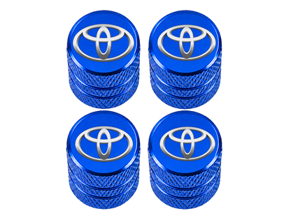 Set 4 Capacele Ventil Auto din Aluminiu cu Sigla Toyota - Albastru