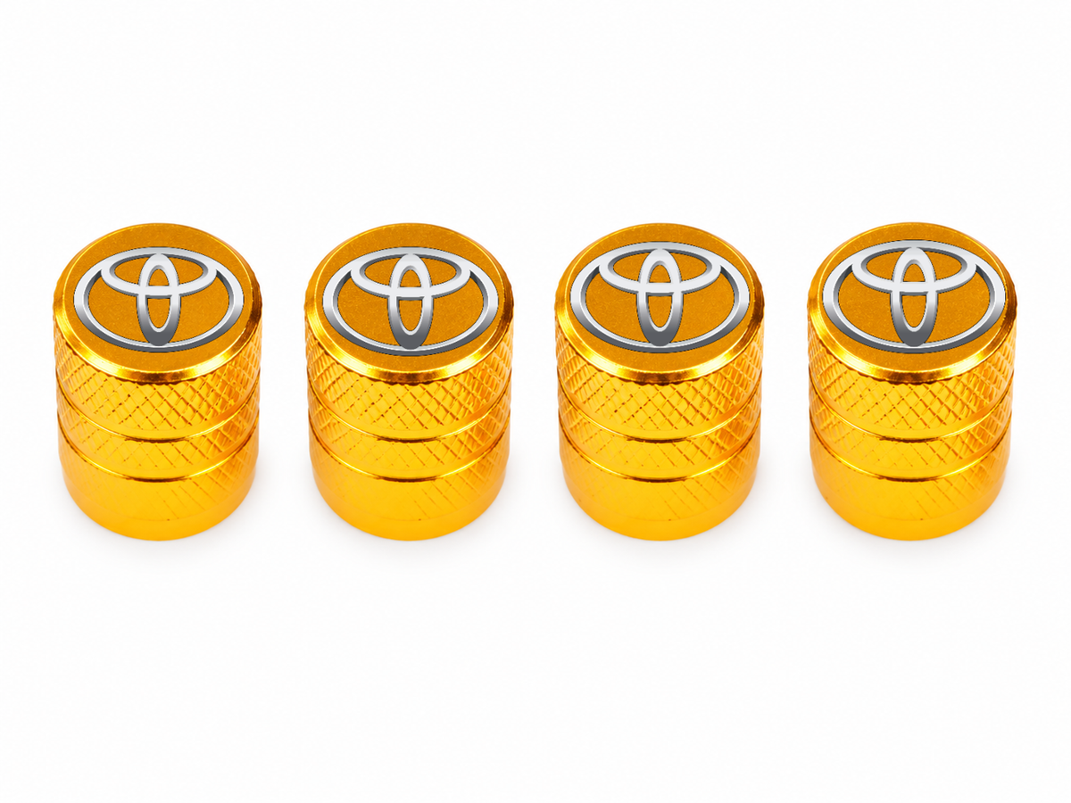 Set 4 Capacele Ventil Auto din Aluminiu cu Sigla Toyota - Gold