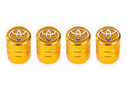 Set 4 Capacele Ventil Auto din Aluminiu cu Sigla Toyota - Gold