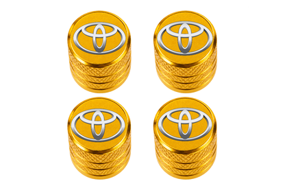 Set 4 Capacele Ventil Auto din Aluminiu cu Sigla Toyota - Gold