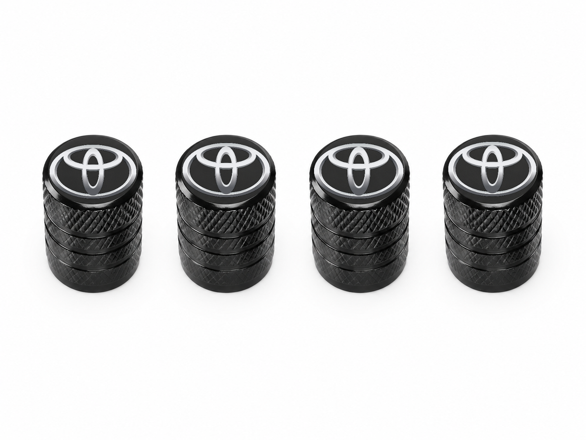 Set 4 Capacele Ventil Auto din Aluminiu cu Sigla Toyota - Negru