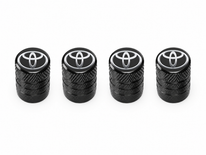 Set 4 Capacele Ventil Auto din Aluminiu cu Sigla Toyota - Negru