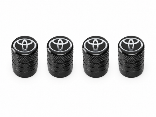 Set 4 Capacele Ventil Auto din Aluminiu cu Sigla Toyota - Negru