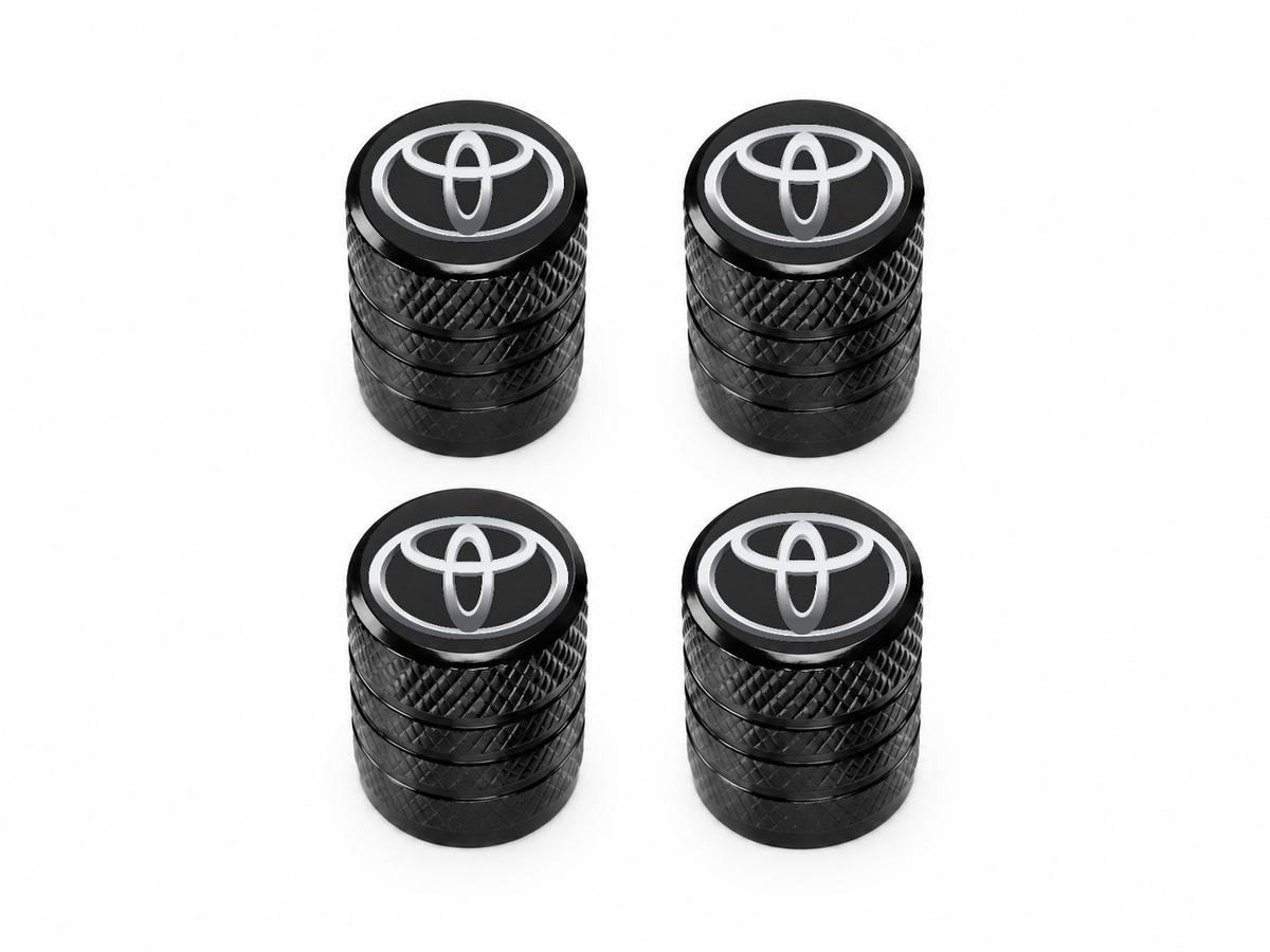 Set 4 Capacele Ventil Auto din Aluminiu cu Sigla Toyota - Negru