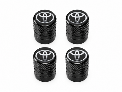 Set 4 Capacele Ventil Auto din Aluminiu cu Sigla Toyota - Negru